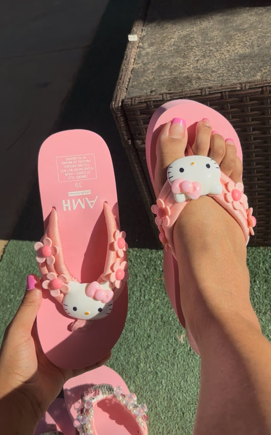 Pink Kitty Platform Sandals ￼